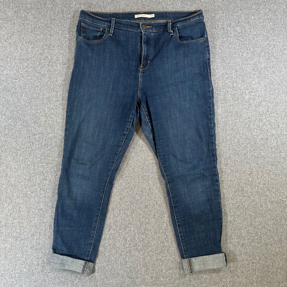 Levi's Jeans Women 16W M 721 High Rise Skinny Dark Wash Blue Stretch Denim